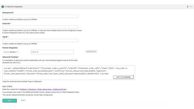 Página de Configurações do Aplicativo