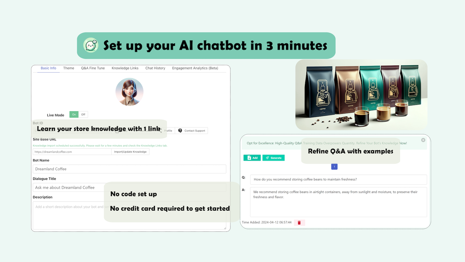 Training your chatbot in natural language.