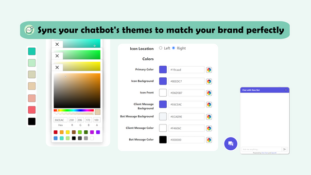 Synchronisez le thème de votre chatbot pour correspondre à votre marque.