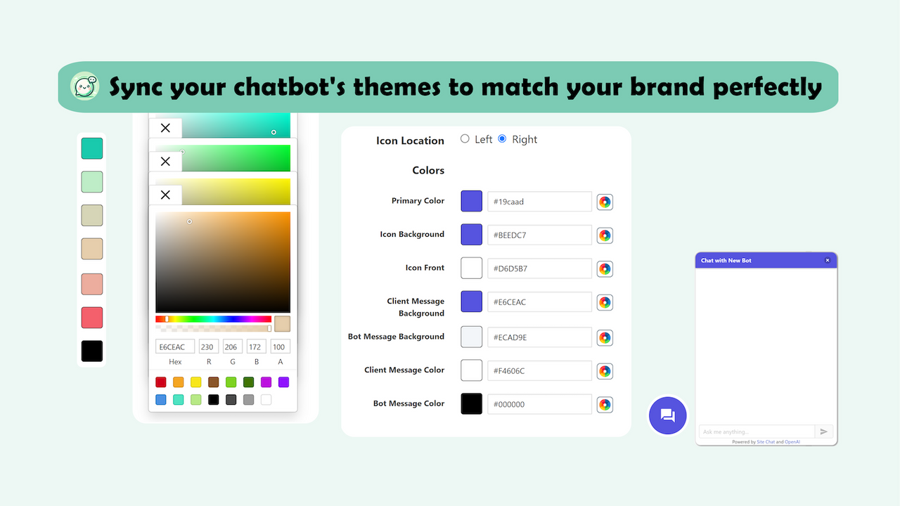 Sync your chatbot's theme to match your brand.