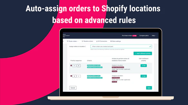 Auto rute ordrer til Shopify lokationer baseret på avancerede regler