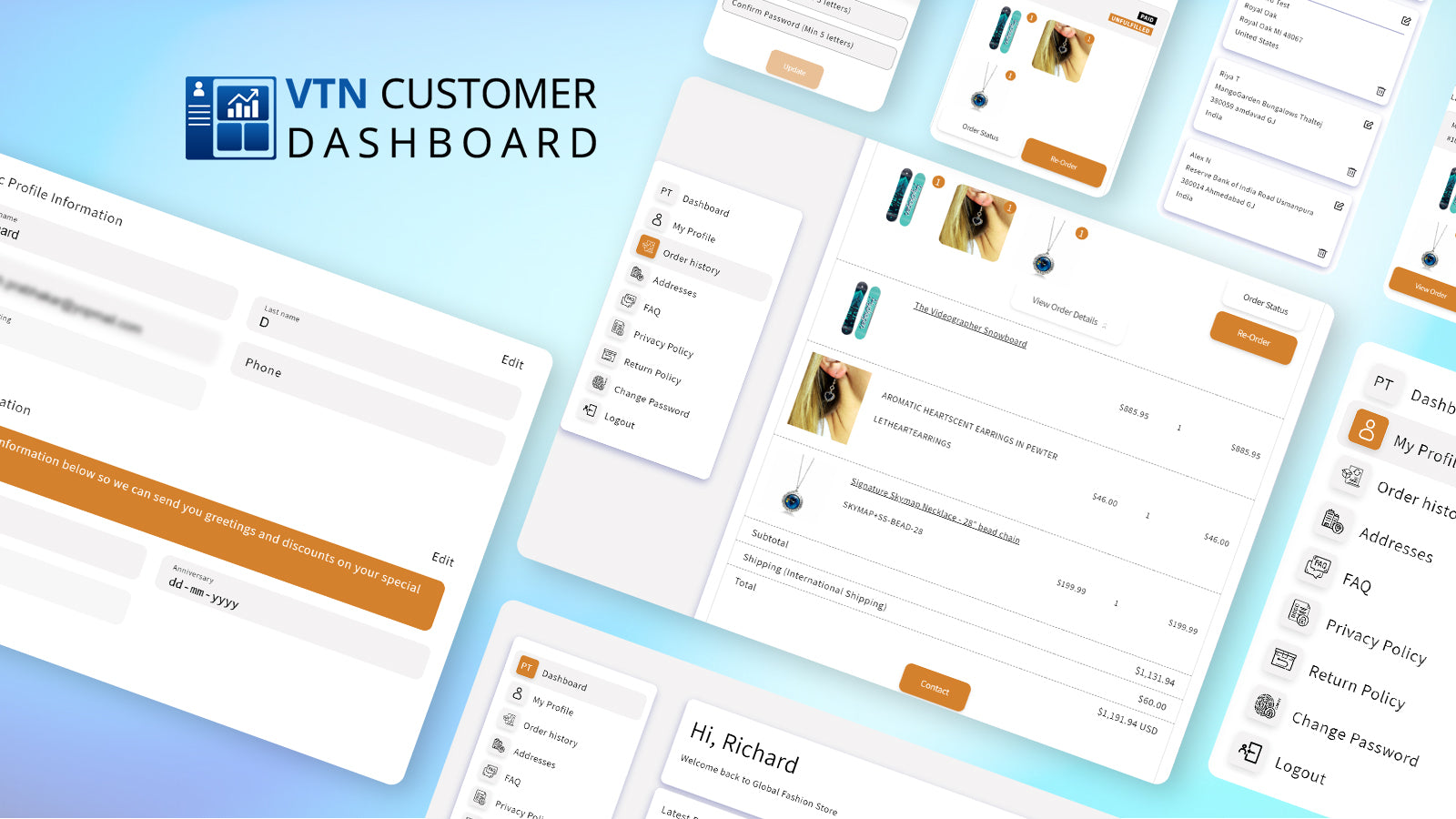 VTN Customer Dashboard Screenshot