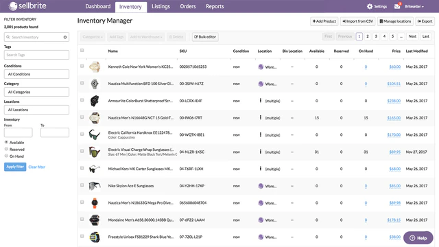 Gestionnaire d'inventaire Sellbrite