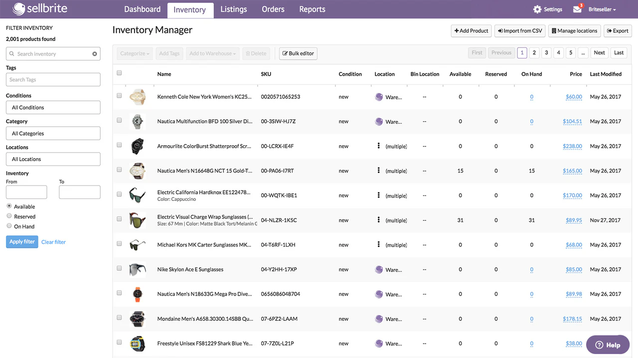 Gestor de Inventario de Sellbrite