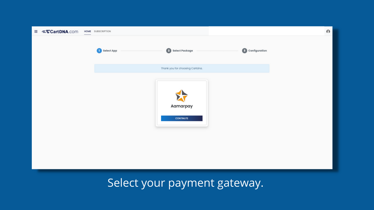 Select your payment gateway.