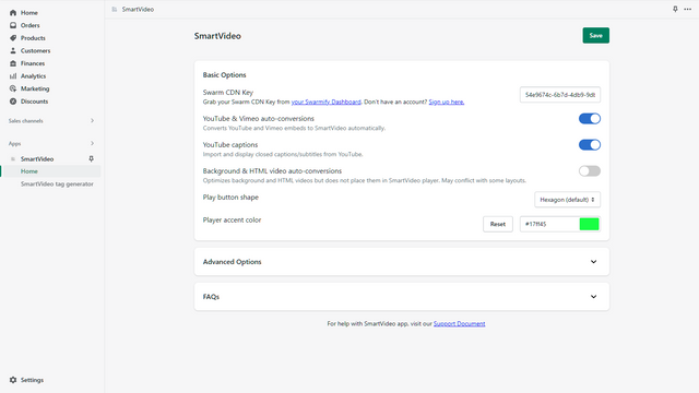 La página de configuración de SmartVideo ofrece control total de la experiencia de video