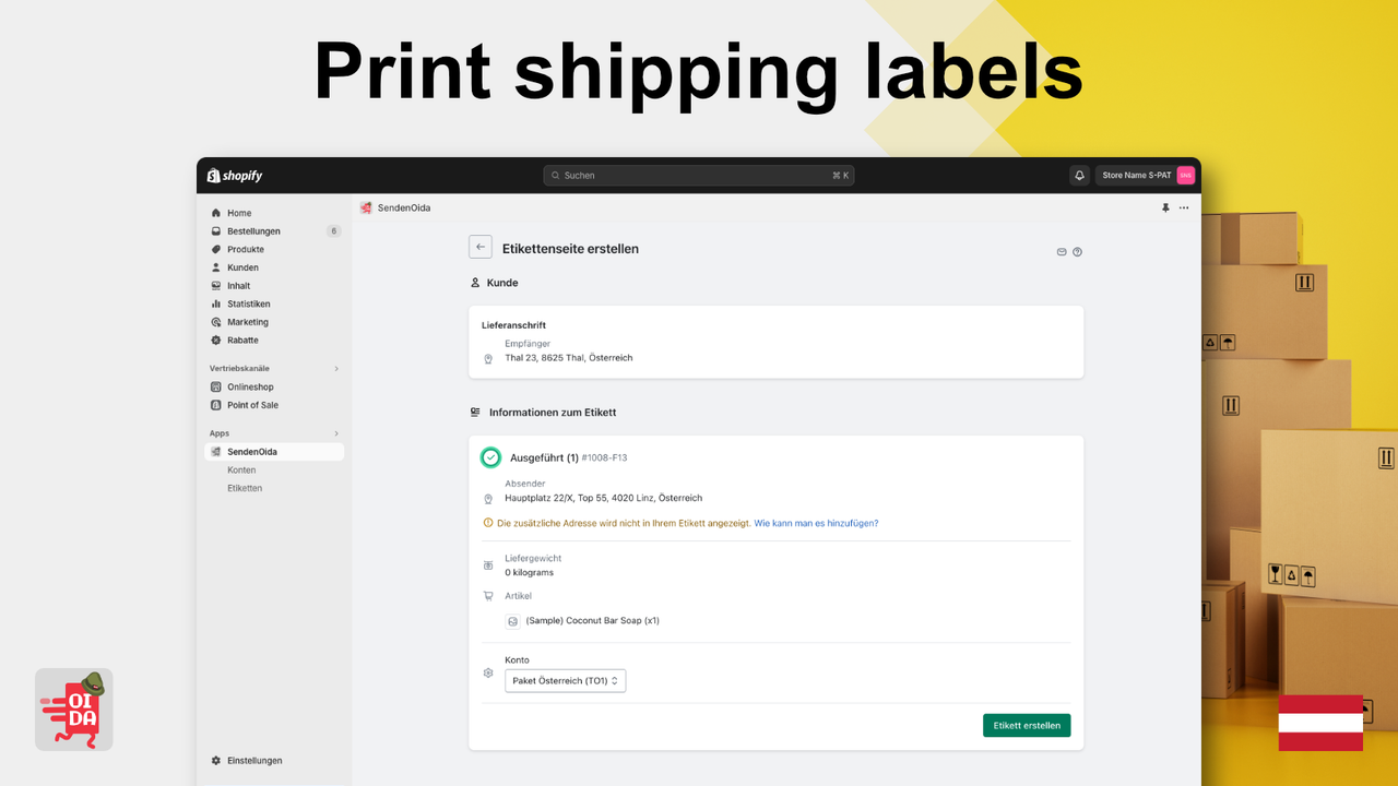 Print or download shipping labels
