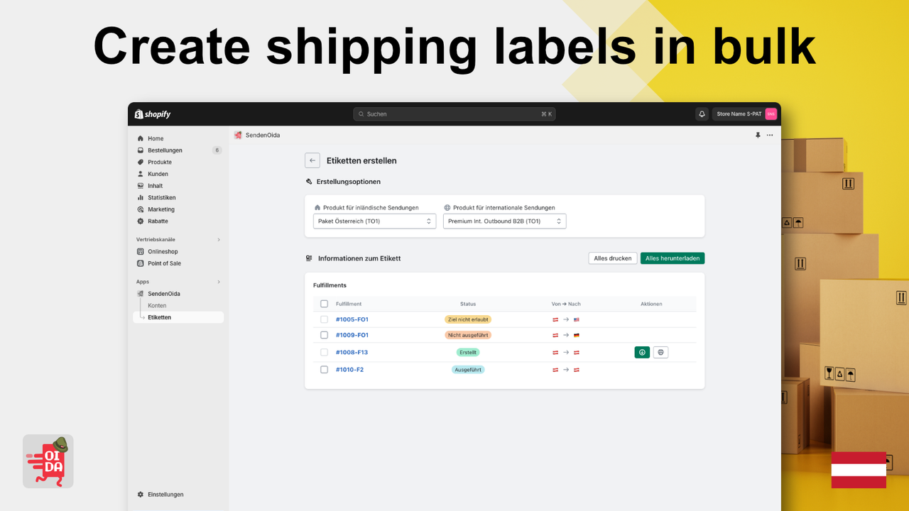 Create shipping labels in bulk