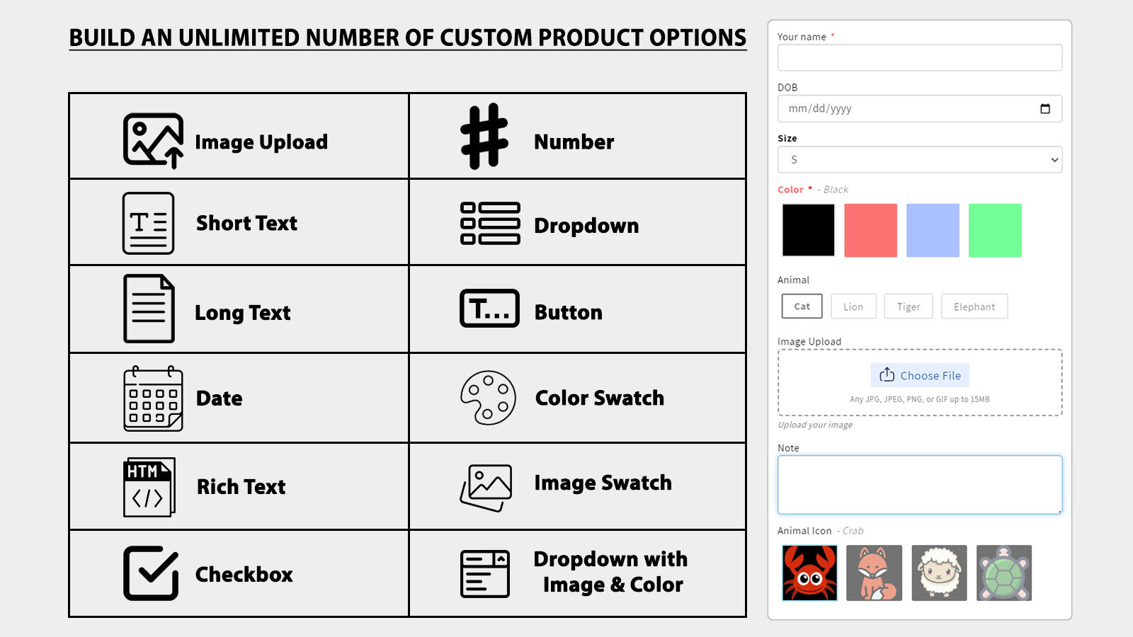 PX Variants & Product Options Screenshot