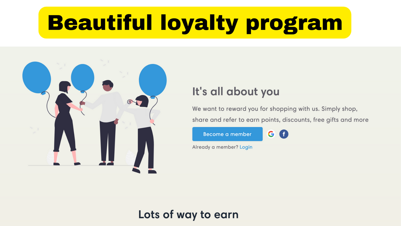 Smukt udformede loyalitetsprogram sider