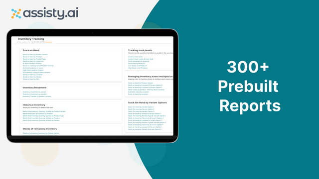 Plus de 300 rapports préconstruits sur les ventes et l'inventaire