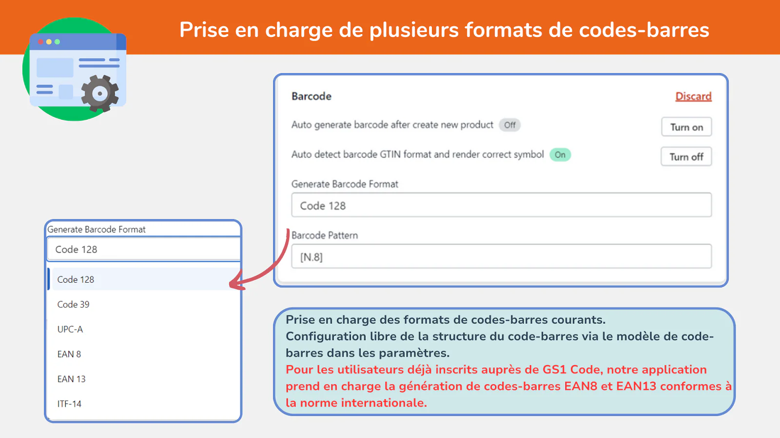 Prise en charge de plusieurs formats de codes-barres.