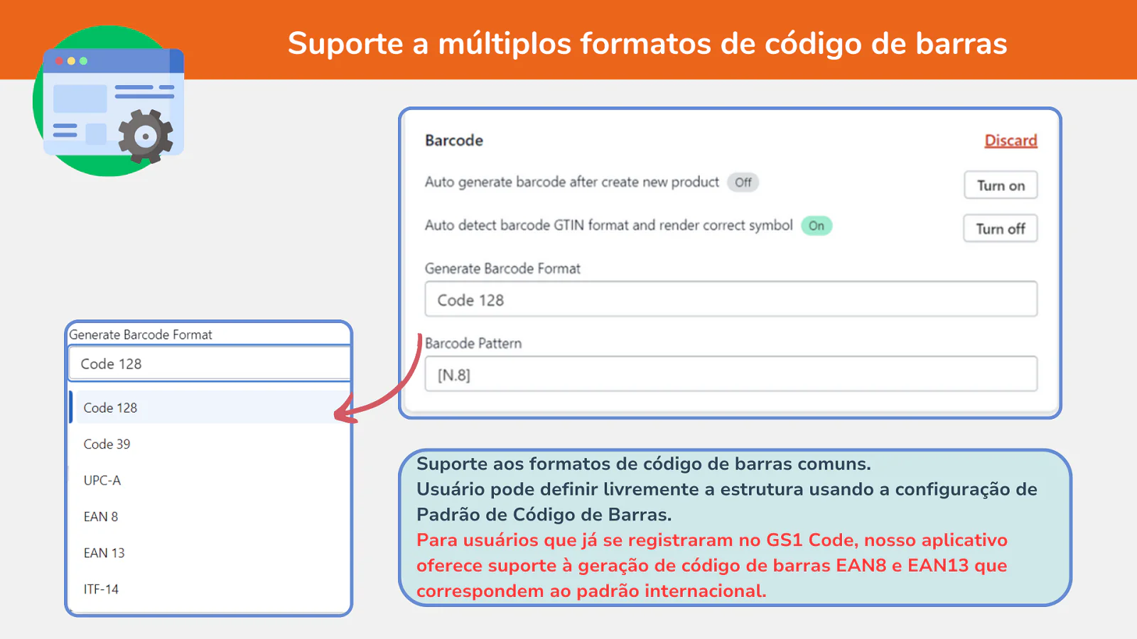 Suporte a múltiplos formatos de código de barras