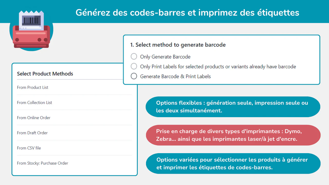 Générez des codes-barres et imprimez des étiquettes.