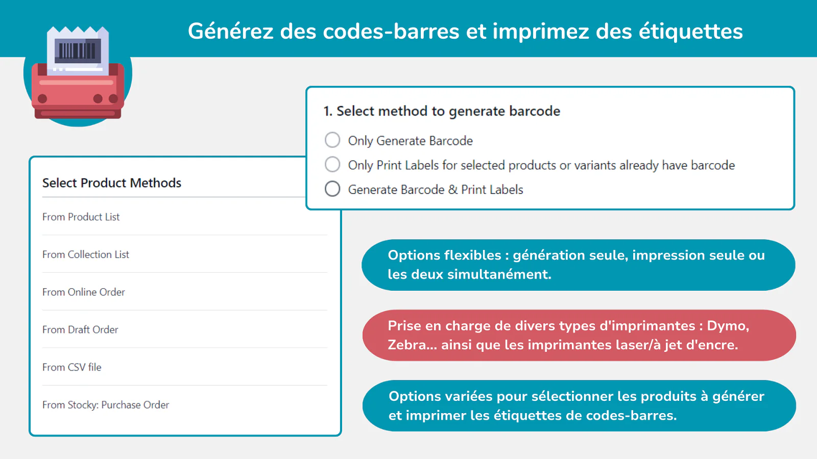 Générez des codes-barres et imprimez des étiquettes.