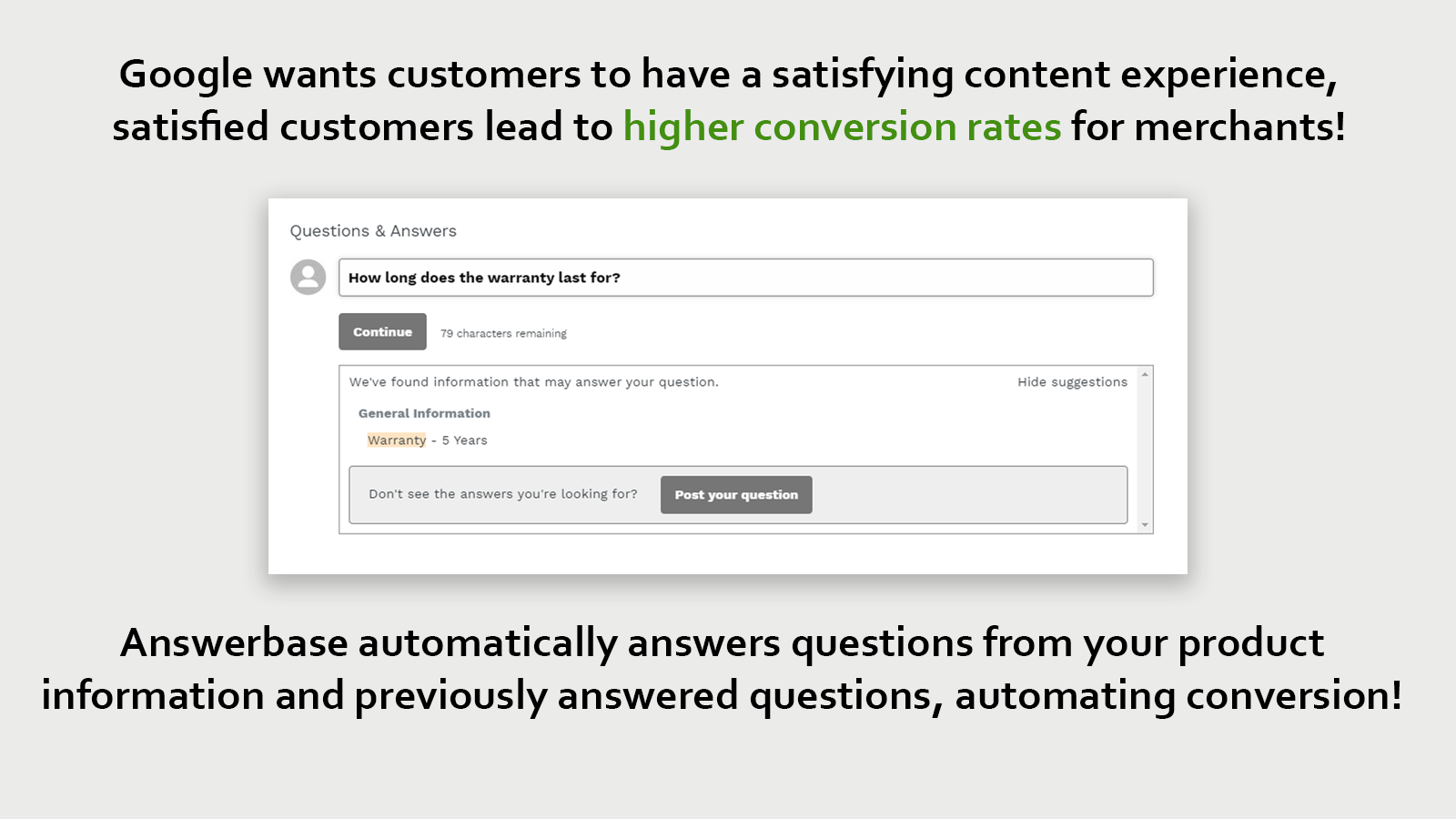 Answers questions with info from product descriptions and Q&A
