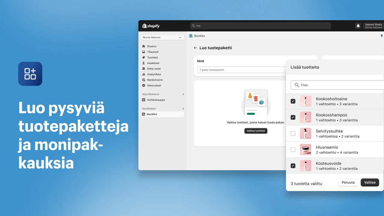 Luo pysyviä tuotepaketteja ja monipak-kauksia