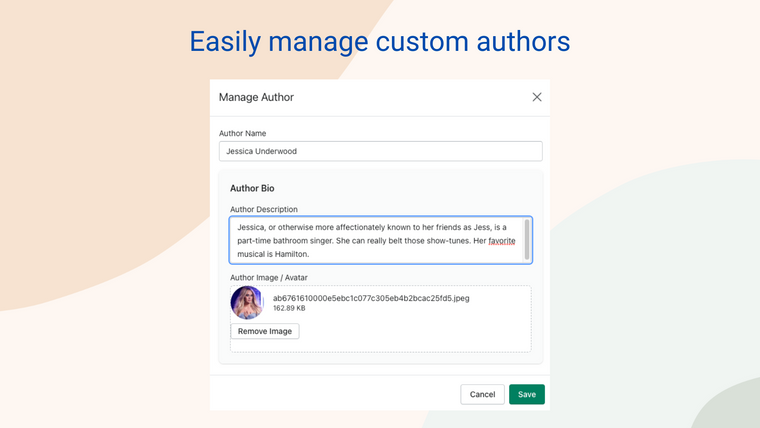 Hyve ‑ Custom Blog Authors Screenshot