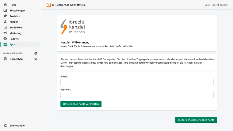 IT‑Recht AGB‑Schnittstelle Screenshot