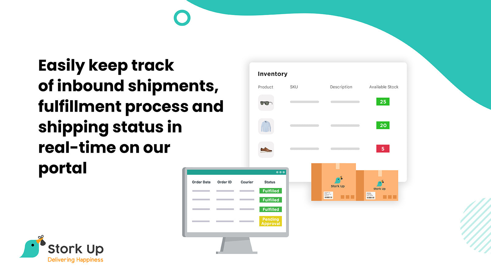 Keep track of orders, inventories, shipments in real-time
