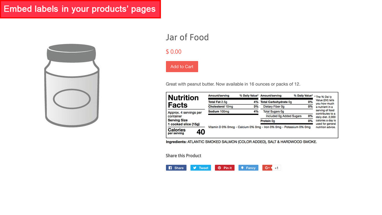 Produit avec étiquette d'informations nutritionnelles horizontale FDA 2018