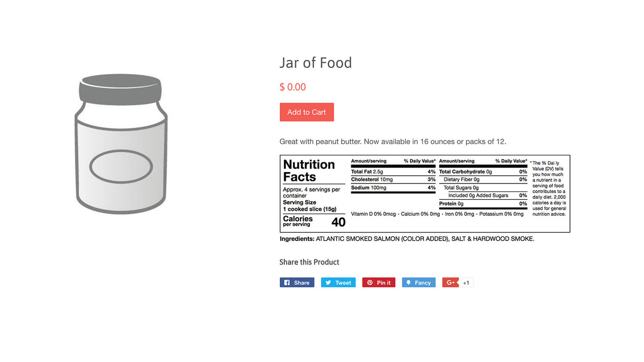 Rótulo de informações nutricionais horizontal FDA 2018