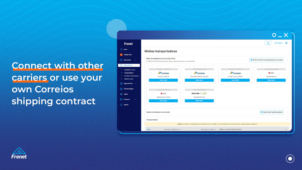 Connect your contract with Correios or any carrier