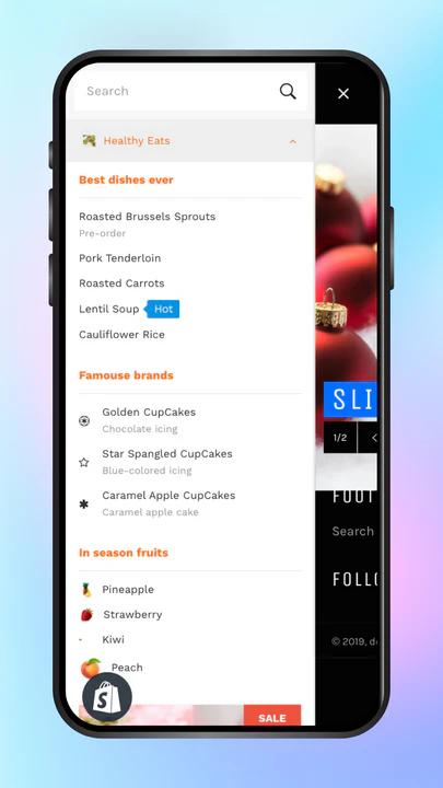 Submenu opened on mobile