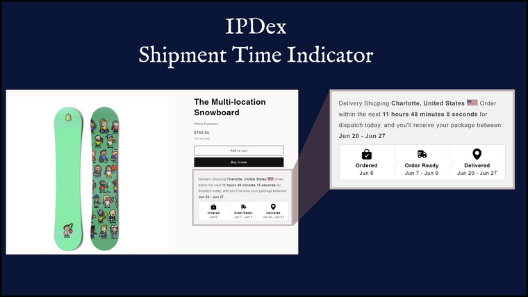 IPDex: Shipment Time Indicator Screenshot