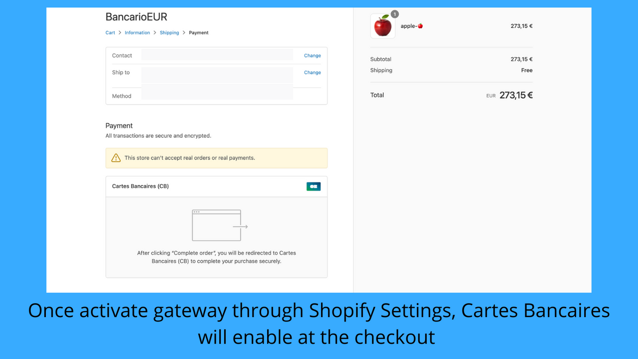 Enable Cartes Bancaires at the checkout 