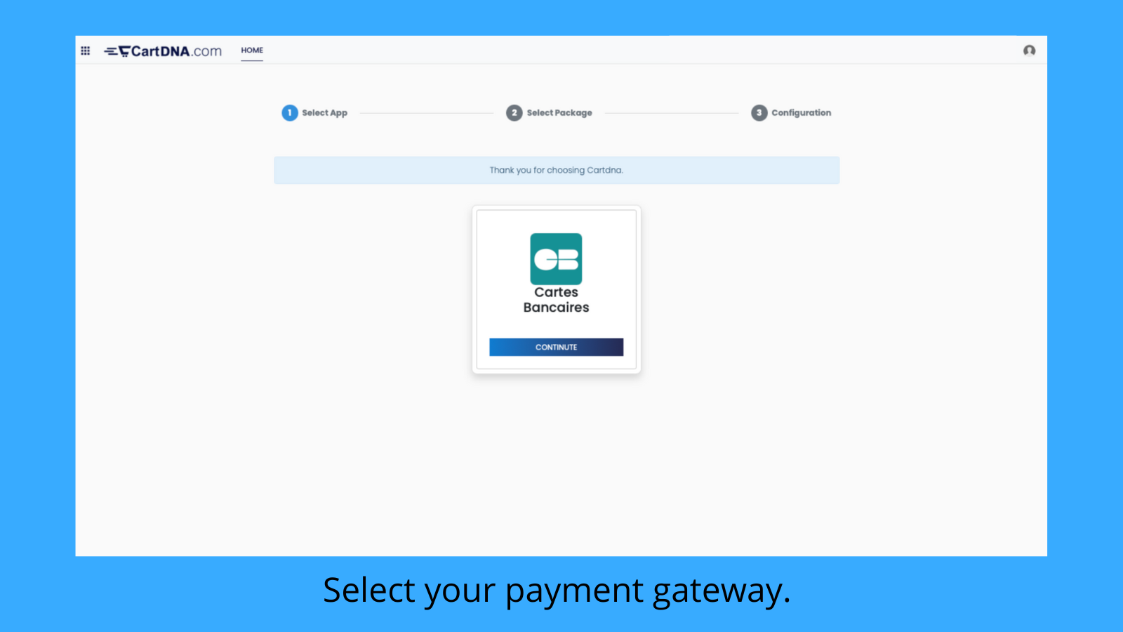 Sélectionnez votre passerelle de paiement. 