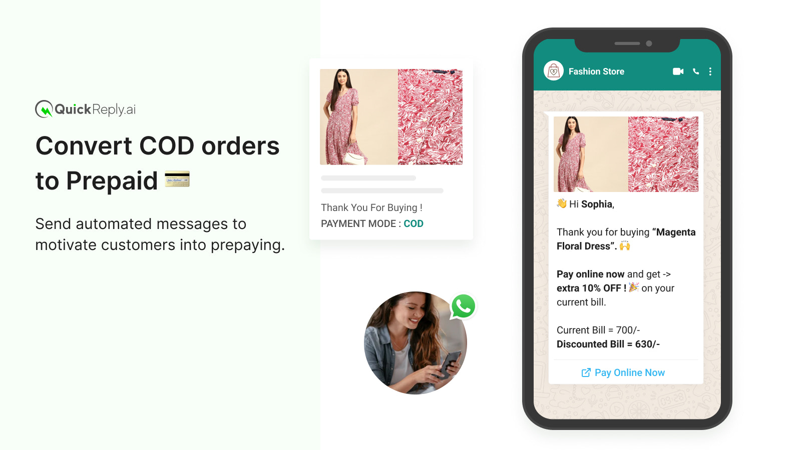 Convertir les commandes à la livraison en prépayées via WhatsApp