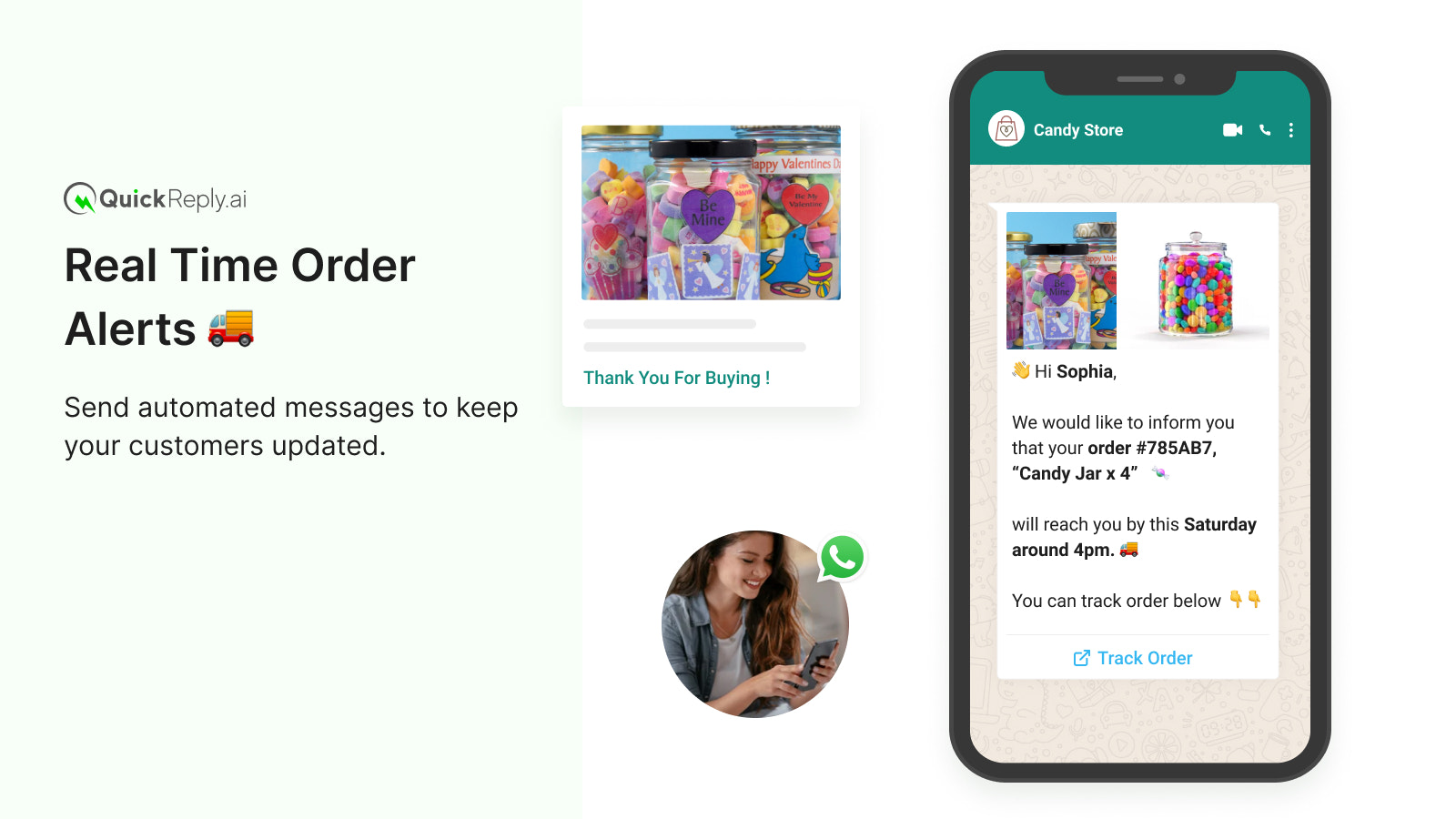 Send tidsbestemte ordreafsendelsesalarmer på WhatsApp
