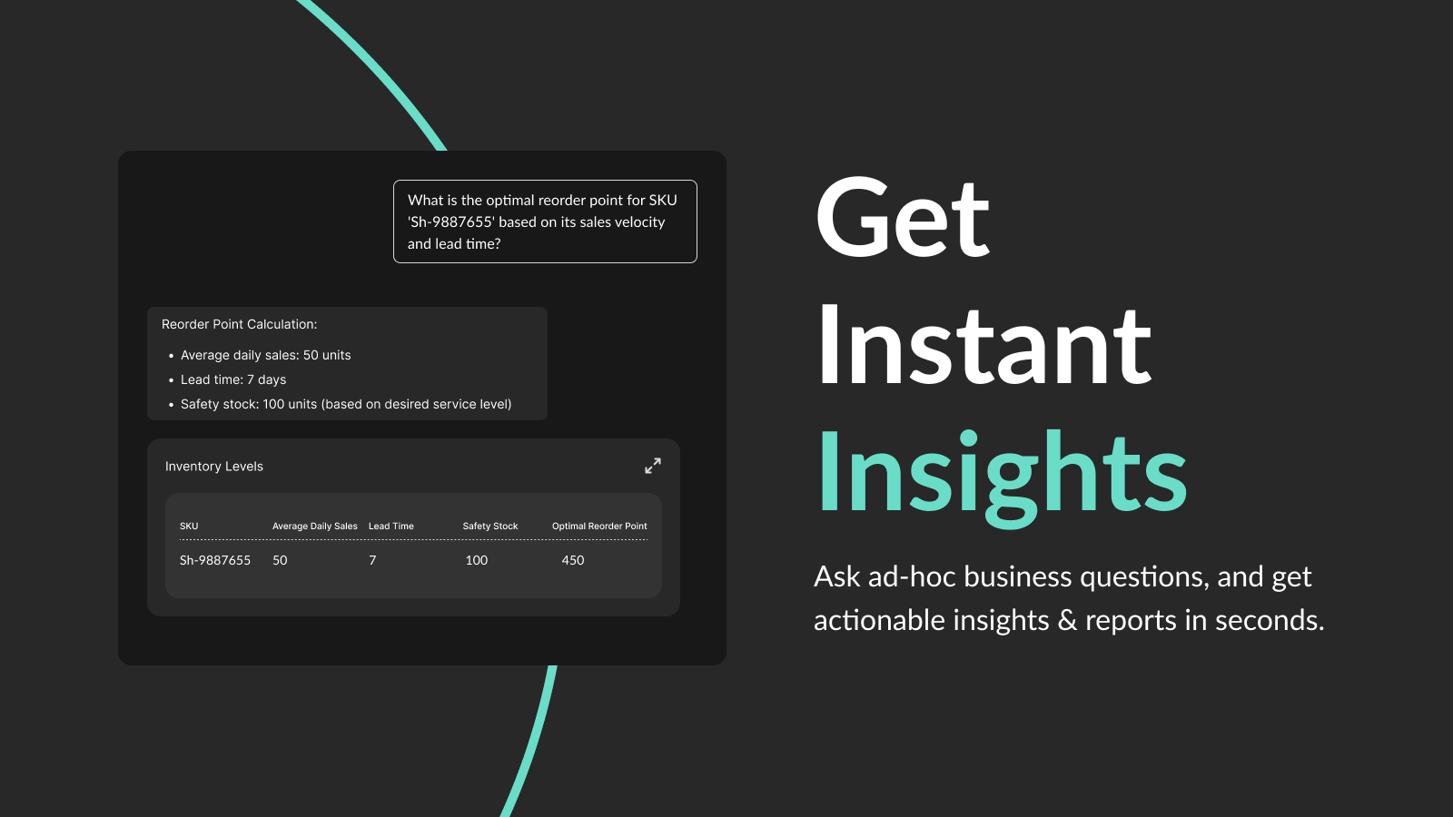 Posez n'importe quelle question et obtenez des insights exploitables en quelques secondes