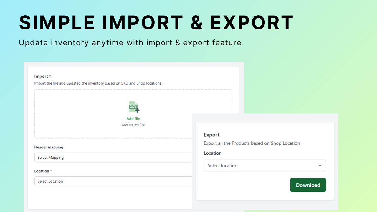 Inventory import and export