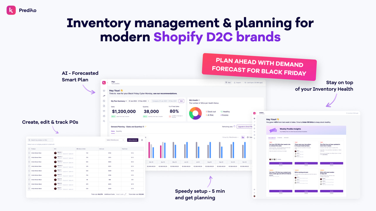 Inventory management and operations app for D2C brands