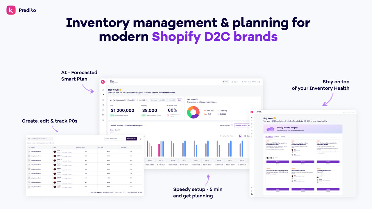 Inventory management and operations app for D2C brands