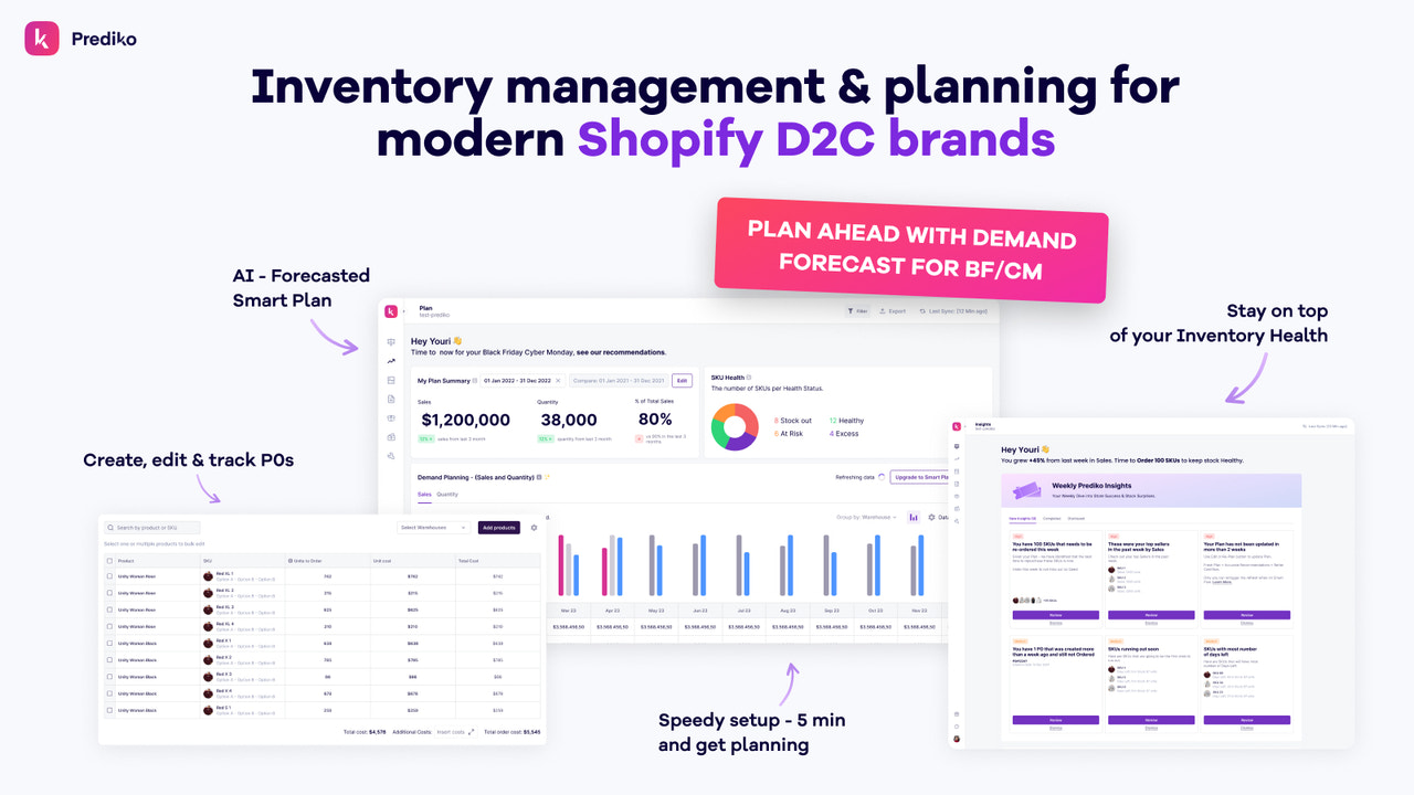 Inventory management and operations app for D2C brands