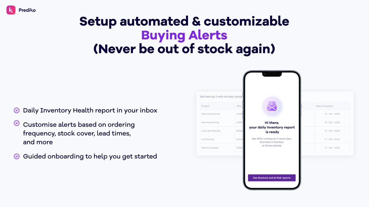 Out of stock alerts automated to stay on top of inventory health