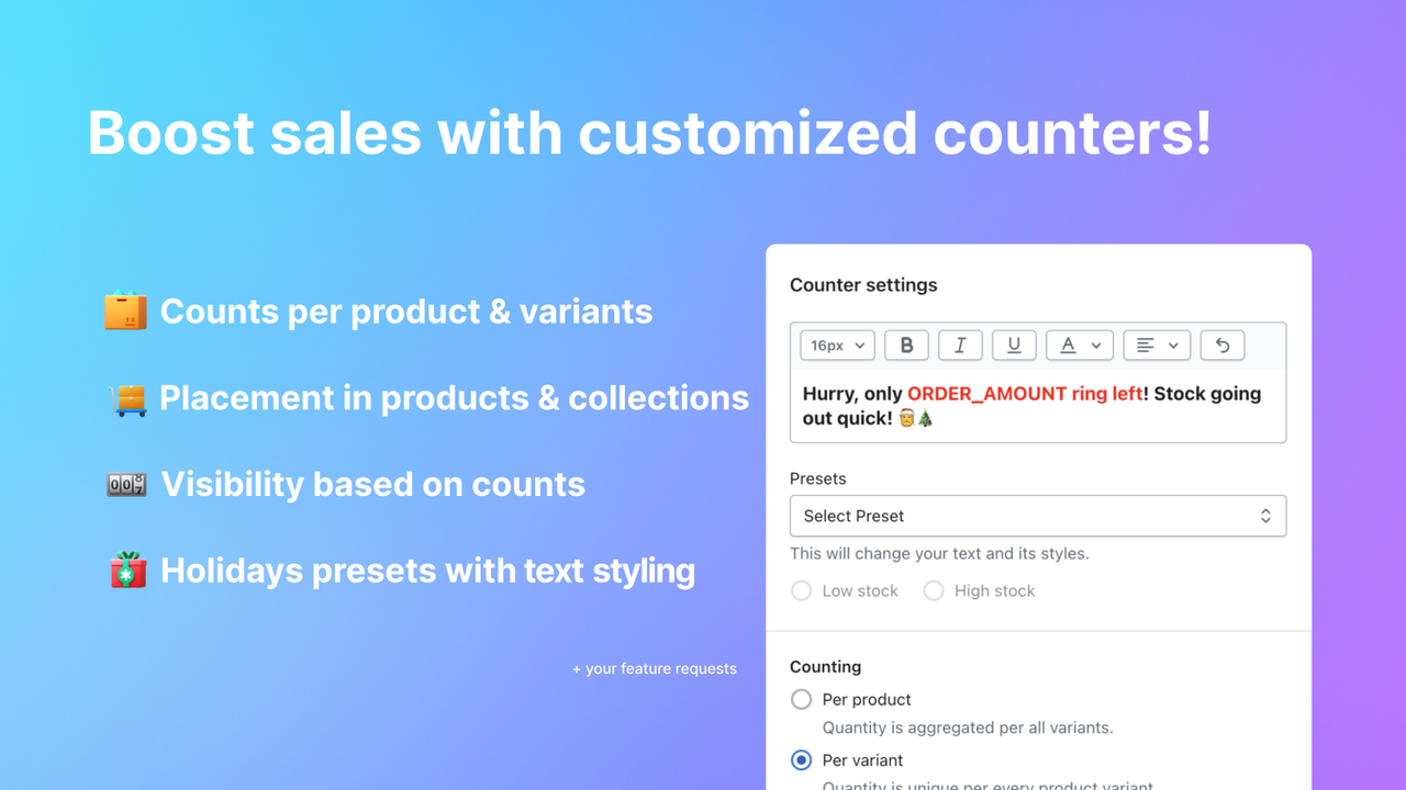 Boost sales with customized counters!