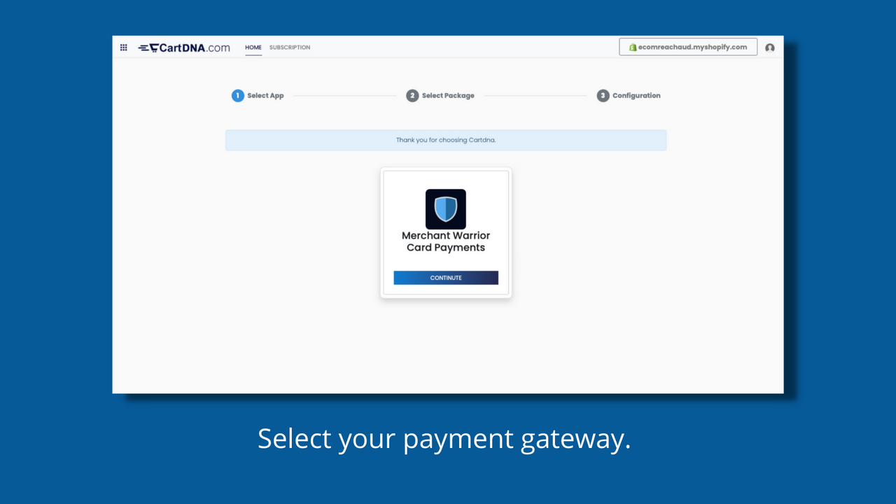 Select your payment gateway.