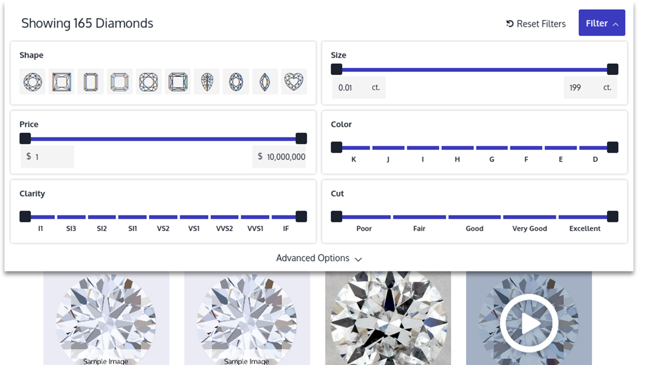 Diamond Search Grid View