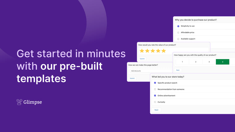 Glimpse: Post Purchase Surveys Screenshot