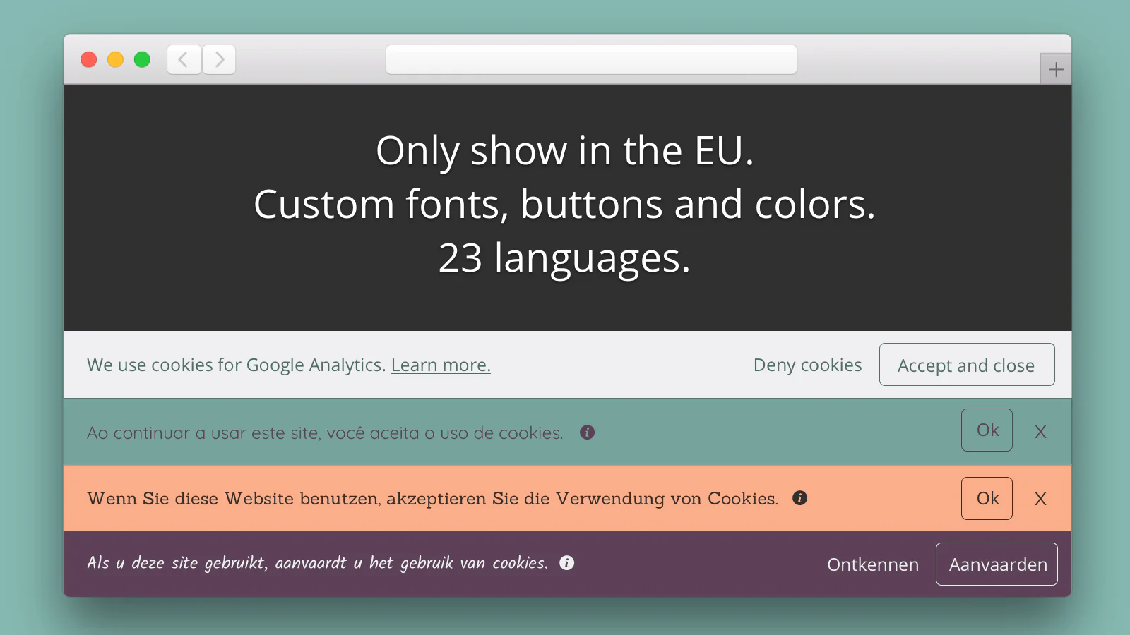 Custom fonts and colors.