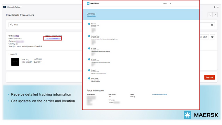 Maersk E‑Delivery Screenshot