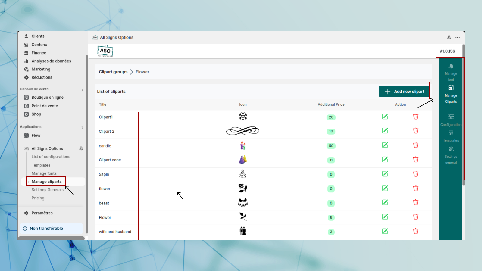 manage cliparts