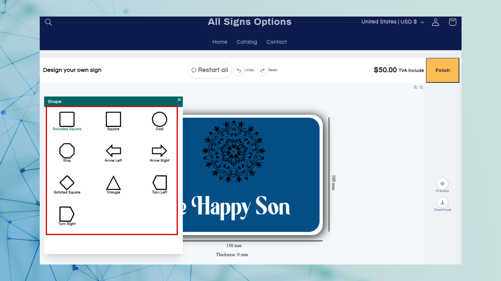 custom sign design screen   widget  on online store