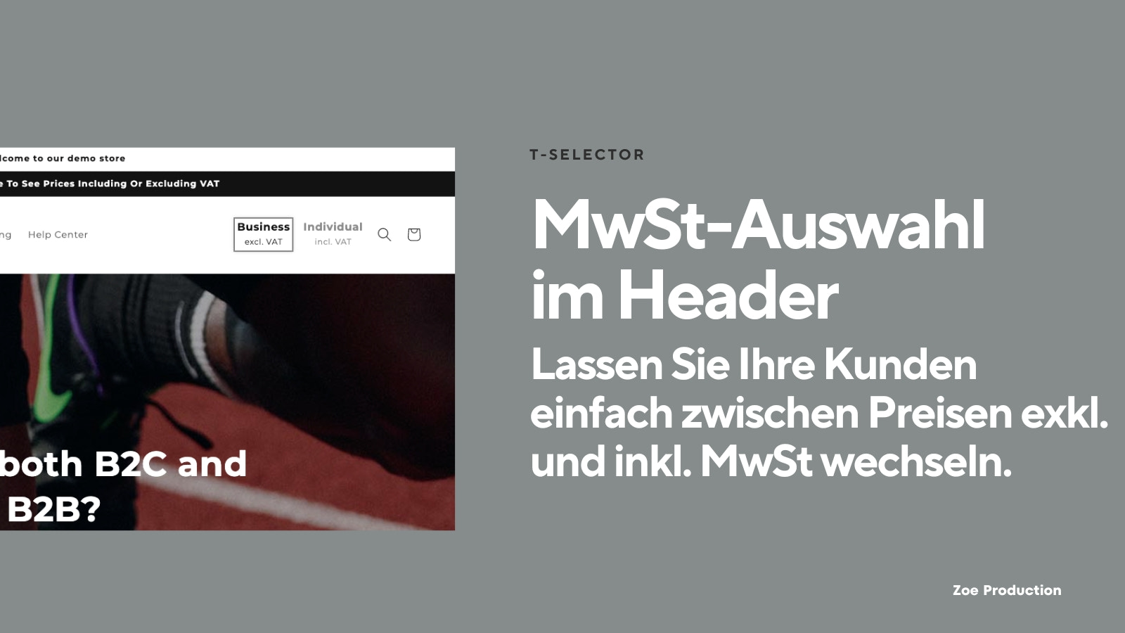 MwSt-Auswahl im Header