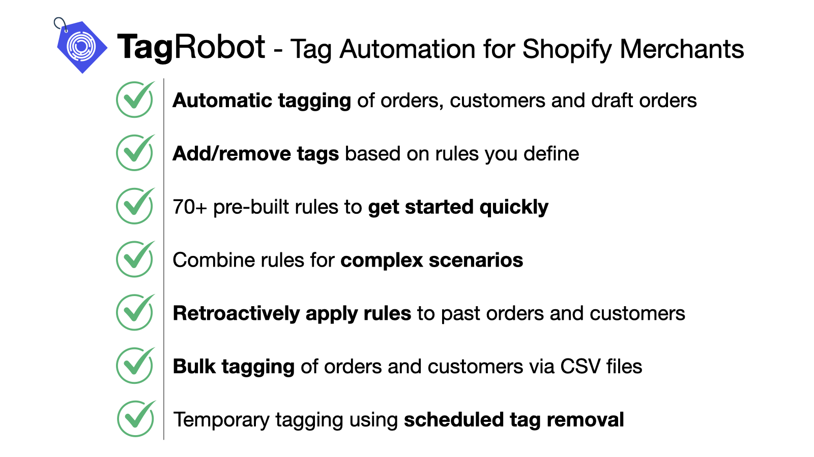 Automated tagging of your Orders, Customers and Draft Orders
