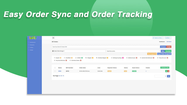 Eenvoudige order synchronisatie en order tracking